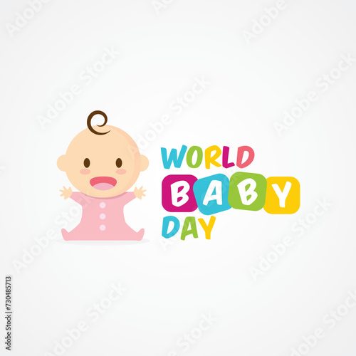 World Baby Day Vector Illustration. Suitable for greeting card, poster and banner. Recognizes the wonders and joys that babies bring to our lives and highlights the importance of their well-being.
