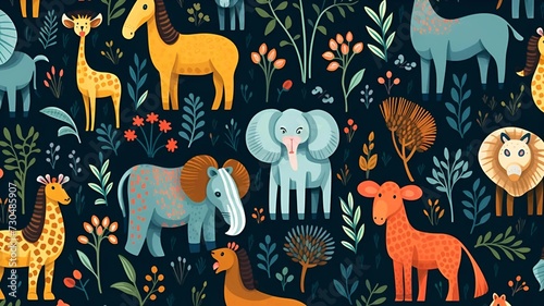 animals pattern background design with different animals