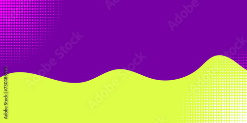 Horizontal abstract backgrounds with halftone pattern in purple, pink, orange  colors.  gradient textures with geometric ornament. Design template of flyer, banner, cover, poster. Vector