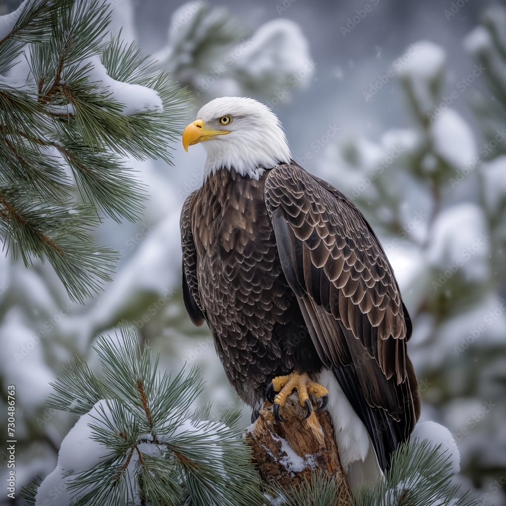 Obraz premium Bald Eagle Lake Tahoe Winter