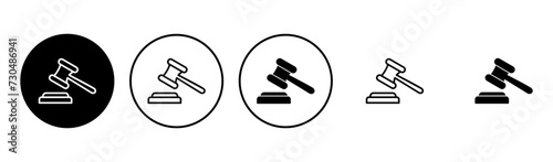 Gavel icon set. judge gavel icon vector. law icon vector. auction hammer