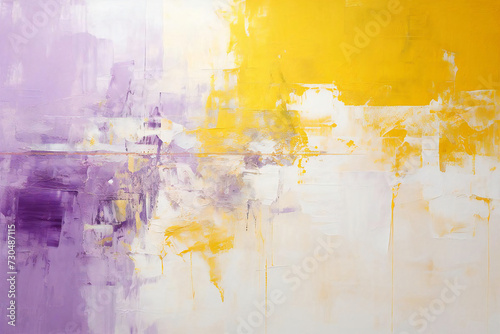 Cool background material drawn with yellow and purple paint, Generative AI photo