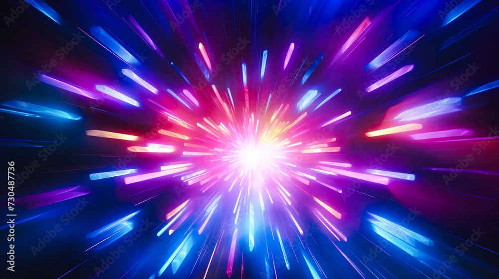 Naklejka premium 花火のようにカラフルな放射状に延びる光線の背景