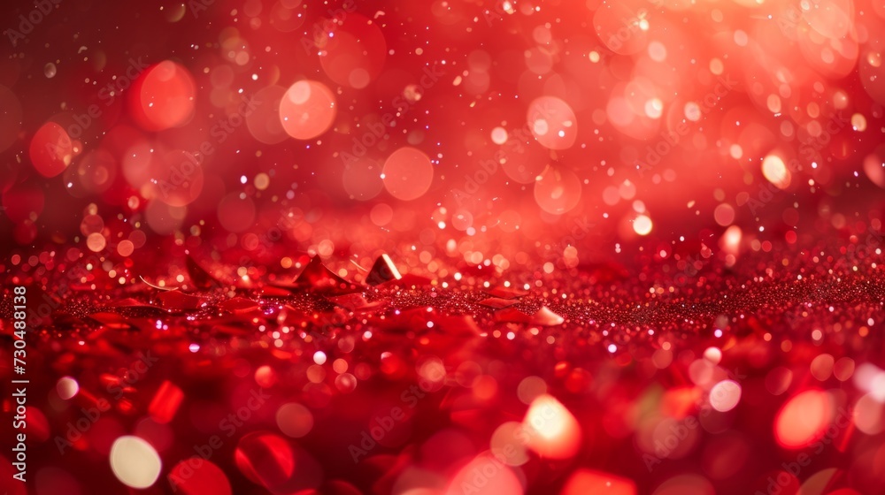 Stylish red bokeh confetti against a festive red backdrop generative ai Stylish red bokeh confetti against a festive red backdrop generative ai