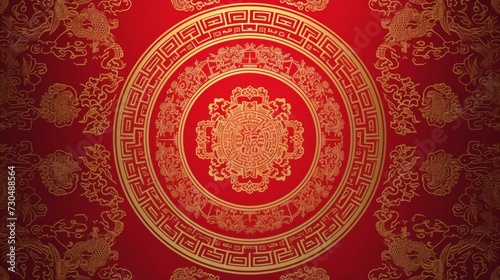 background template with Chinese print in red generative ai