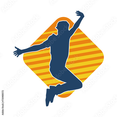 Silhouette of a male dancer in performing pose. Silhouette of a dancing man.

