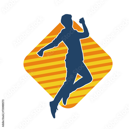 Silhouette of a male dancer in performing pose. Silhouette of a dancing man.
