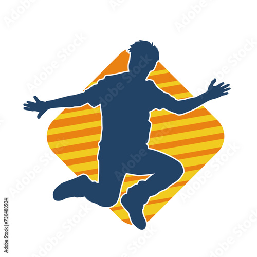 Silhouette of a male dancer in performing pose. Silhouette of a dancing man.
