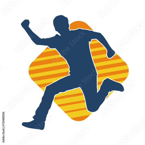 Silhouette of a male dancer in performing pose. Silhouette of a dancing man.
