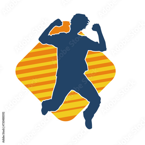 Silhouette of a male dancer in performing pose. Silhouette of a dancing man.
