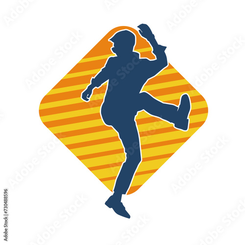 Silhouette of a male dancer in performing pose. Silhouette of a dancing man.
