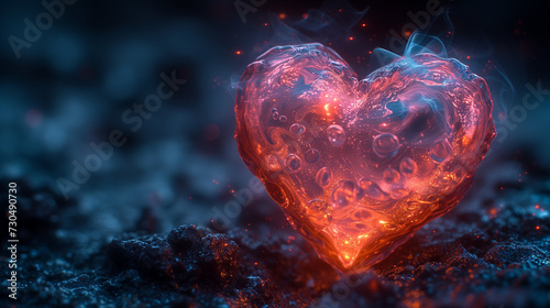 Abstract concept of burning heart for love, desire, lust