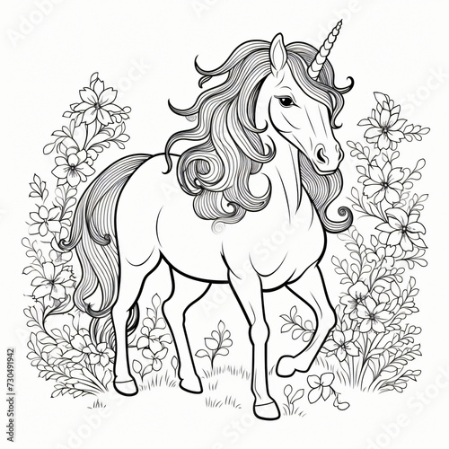 Christmas coloring book with cute unicorn isolated.