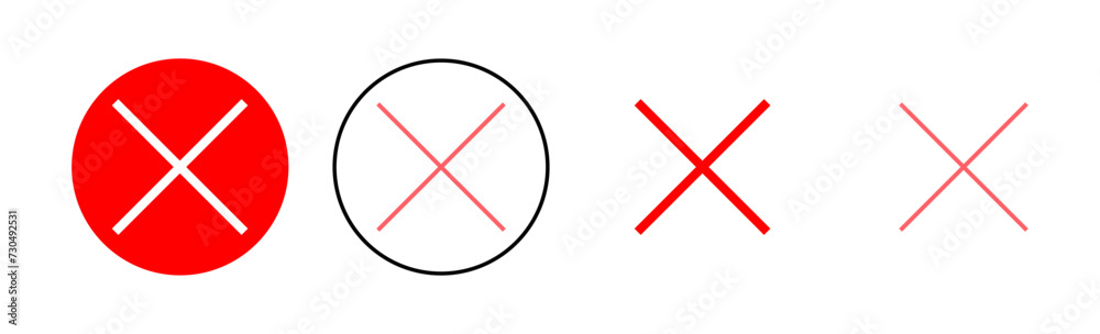 Close icon set illustration. Delete sign and symbol. cross sign Close icon set illustration. Delete sign and symbol. cross sign