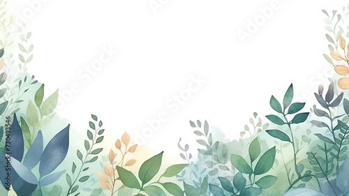nature background foliage with watercolor style #730493546