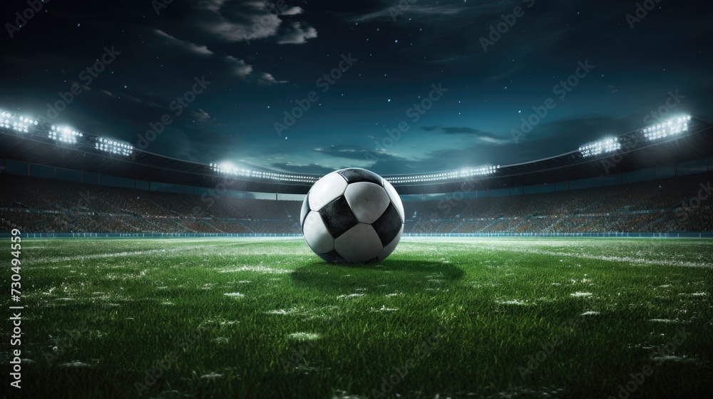 Fototapeta premium Soccer ball on the green field