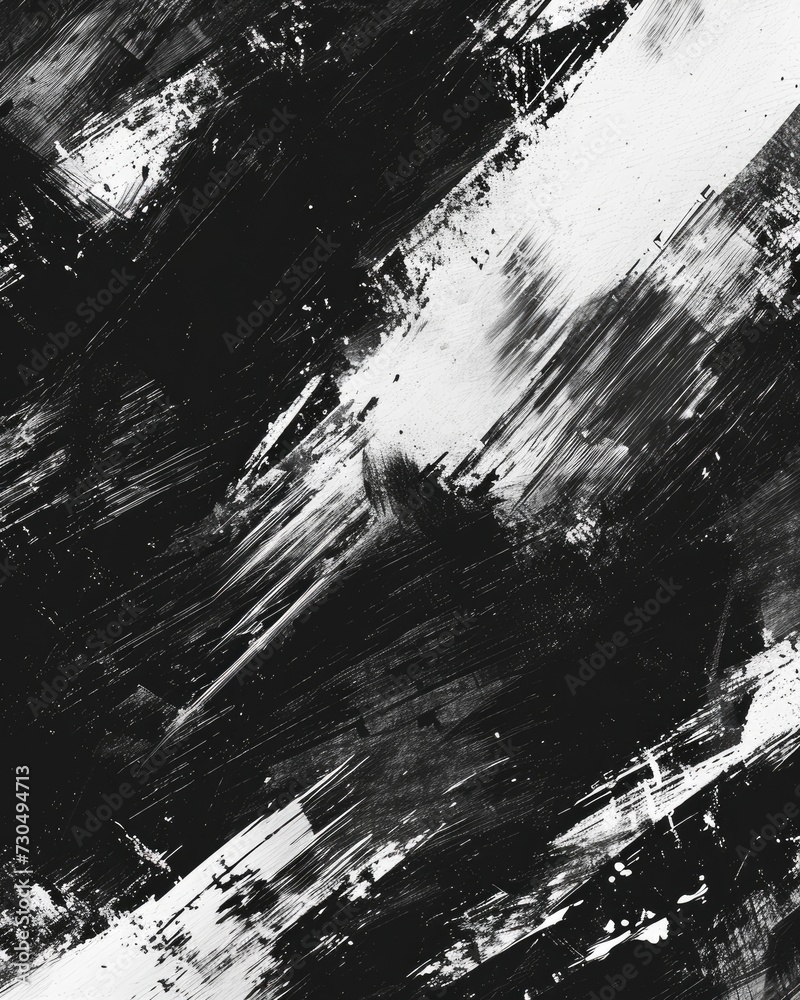 Abstract grungy black and white background with brush strokes