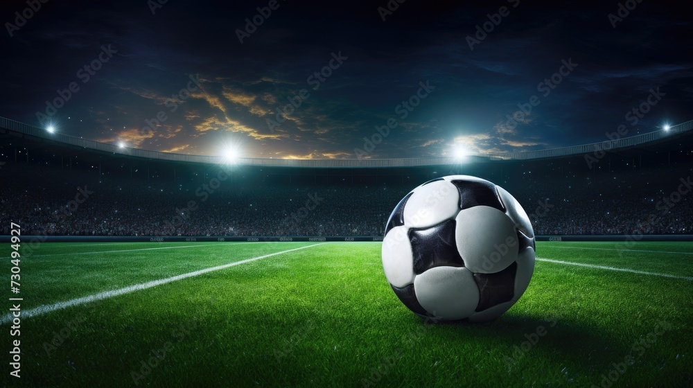 Fototapeta premium Soccer ball on the green field