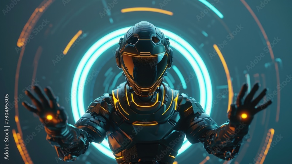 Fototapeta premium Cartoon digital avatars of Volt the Vortex Protector