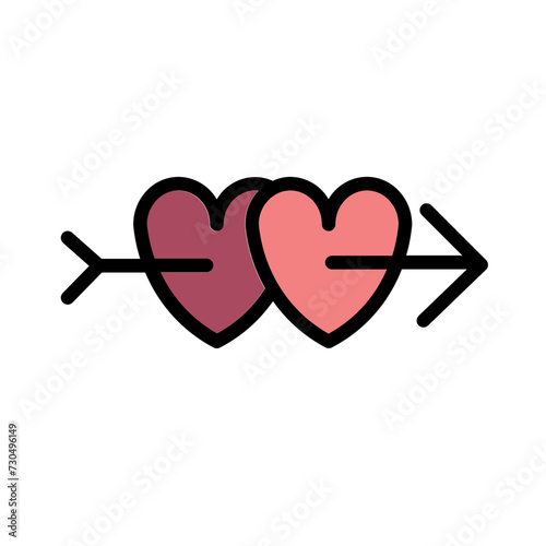 Arrow Couple Hearts Filled Outline Icon