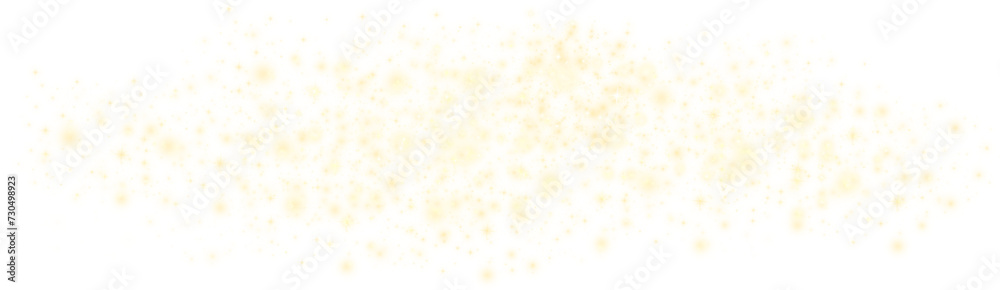 Gold glittering dust with stars on a transparent background
