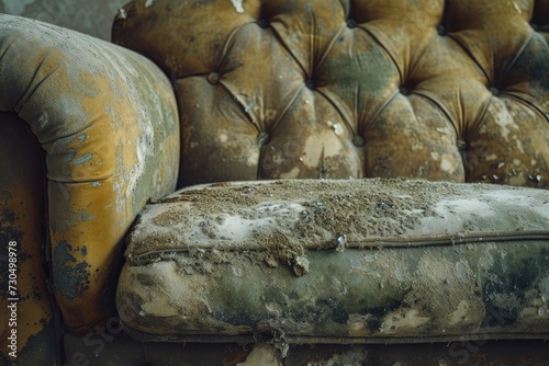 Mold beneath old sofa fabric photo