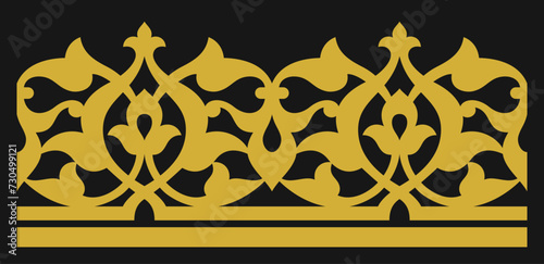 Antique seamless arabic floral ornament frame design element,  Vector laser and cnc cutting border template