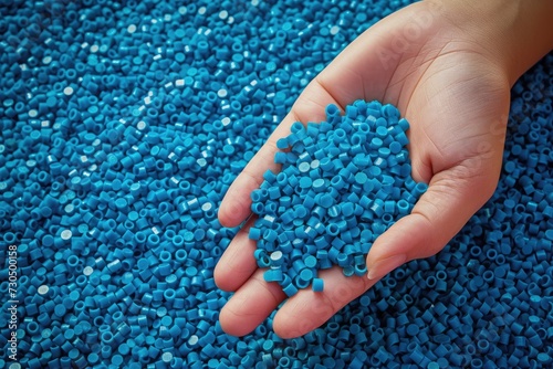 Plastic pellets for water pipes made from petrochemicals and plant polyethylene photo