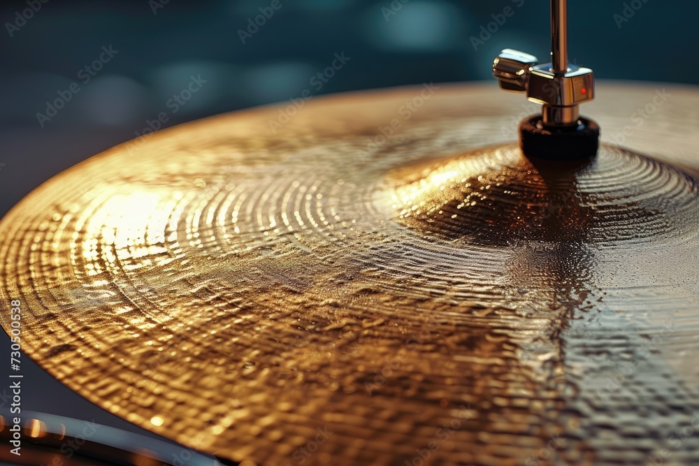 Obraz premium Close up of drum cymbal s hi hat surface