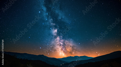 A stunning image of the sky on a starry night, decorated with thousands of sparkling stars and stretching across the sky, creating a magical and enchanting view, Ai generated Images