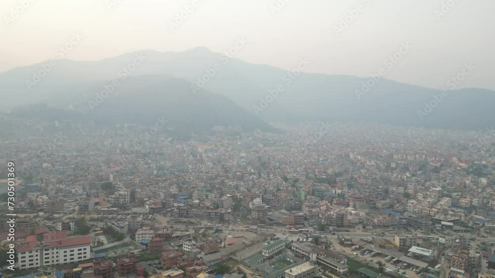drone shot of foothills In Kathmandu, Nepal at the base of the Himalayas drone shot of foothills In Kathmandu, Nepal at the base of the Himalayas