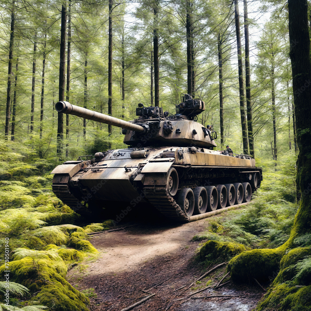 Tank in a forest
