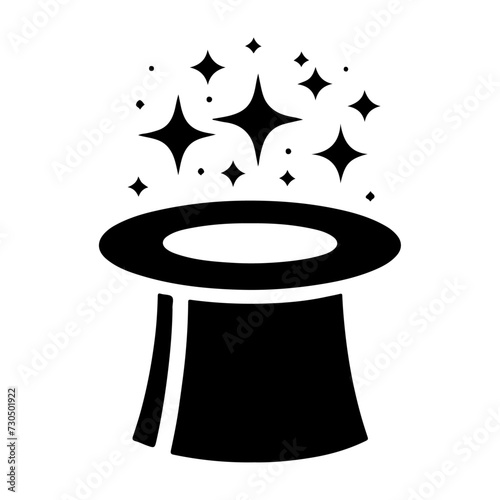 minimal Retro magician Hat icon, clipart, symbol, black color silhouette