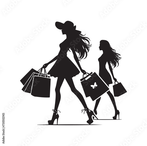 Shopping girl vector silhouette vector illustration