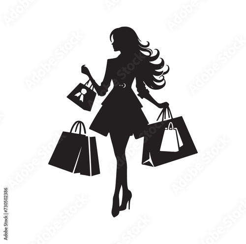 Shopping Girl silhouette vector illustration
