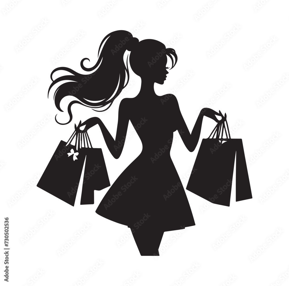 Shopping Girl silhouette vector illustration Shopping Girl silhouette vector illustration