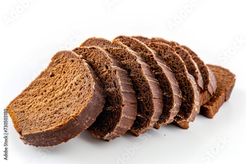 Pumpernickel bread slices black loaf slices and rye bread on a white background