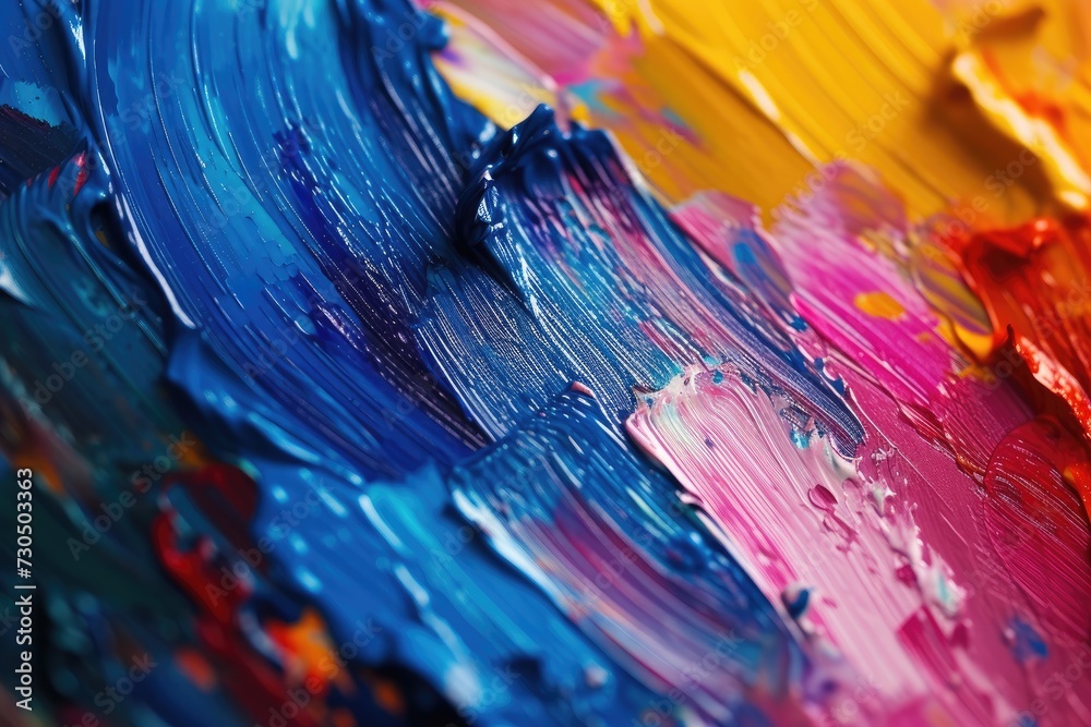 Abstract closeup with multicolored oil paints by artists Abstract closeup with multicolored oil paints by artists