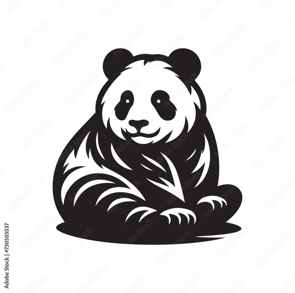 Panda vector illustration design silhouette style Panda vector illustration design silhouette style