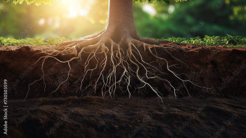 Tree and roots, tree growth and rooting, sustainability and environment ...