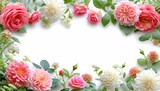 Rose flower frame with empty space in the middle