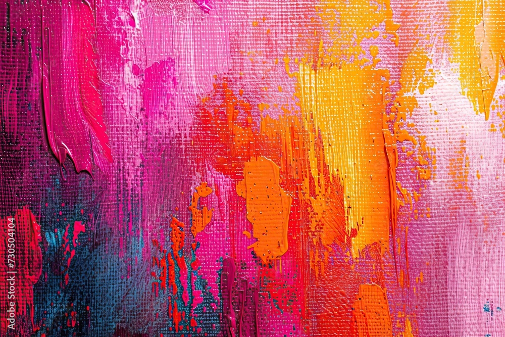 Abstract paint with colorful brushstrokes in a canvas