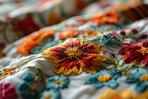 Colorful flowers embroidere...