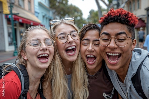 group of teenage friends la...