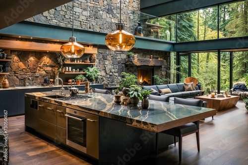 Beautiful kitchen in a big house © FrankBoston