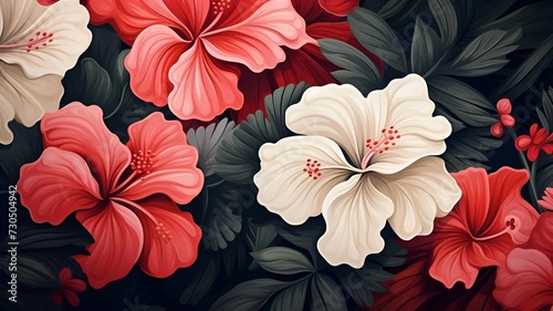 realistic flowers nature background foliage style