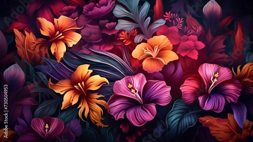 realistic flowers nature background foliage style