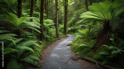 Gorgeous trail through lush rainforest in Tasmania's Peninsula.