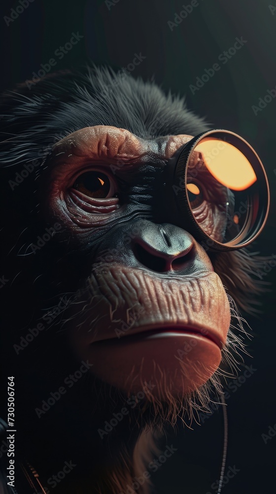 Cartoon digital avatar of a Ape with a Lens
