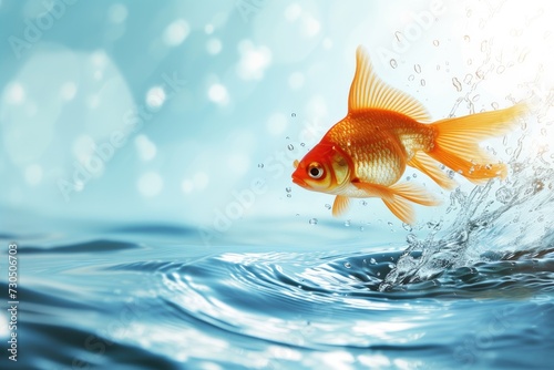 Goldfish leaping into ocean